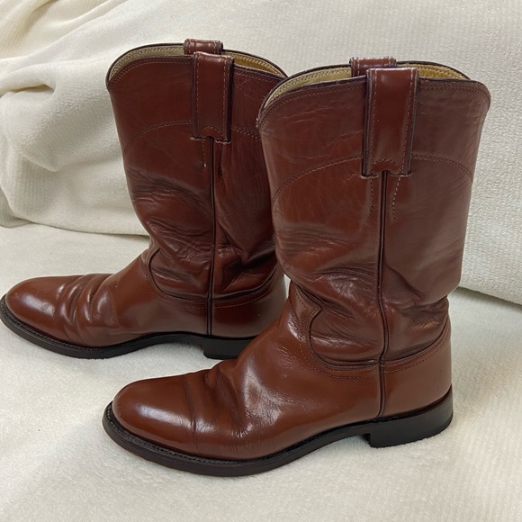 Justin size 6 1/2B Brown Leather Boots - Picture 4 of 14